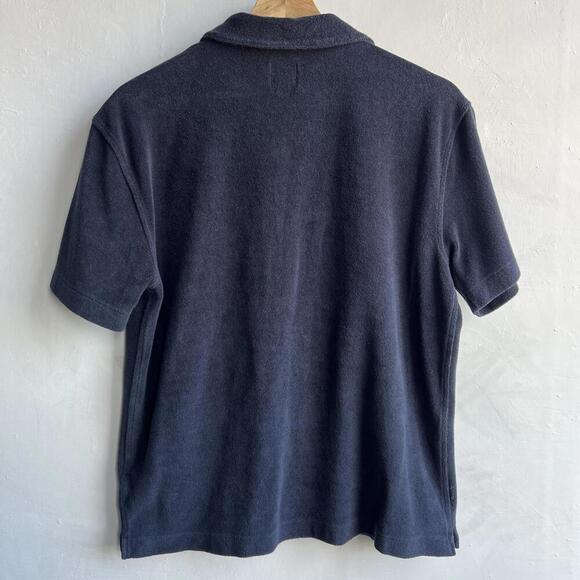 GAP Women's XS Blue Short Sleeve Button Down Shirt Top Terry Cloth Terrycloth - Picture 2 of 11